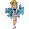 Pin-up girl in windblown summer dress