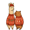 Lama und Cabibara Weihnachtspullover Duo