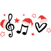 Funny Musical Notes with Santa Hats
