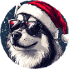 Siberian Husky Santa Sunglasses