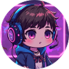 Neon Gaming Chibi with Headphones