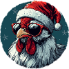 Sunglasses chicken in Christmas style