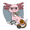 Süßer Axolotl Gamer Ramen-Nudel-Geek-Tierhalter