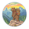 Cute Bear Hiking Camping Mountain Adventure