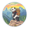 Cute Panda Hiking Camping Mountain Adventure