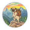 Cute Pug Hiking Camping Mountain Adventure
