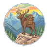 Cute Moose Hiking Camping Mountain Adventure