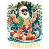 Happy Holidays Beach Santa Claus