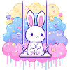 Cuddly bunny on cloud swing