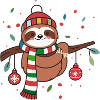 Cute Christmas sloth with winter hat