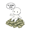 Gigi among mountains of money