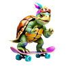 Skateboard-Schildkröte mit Farbfedern