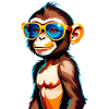Kunterbunter Affe mit Retro-Sonnenbrille