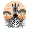 Zebra in savannah sunset
