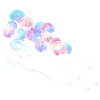 Schwebende Katze mit bunten Ballons Illustration