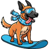 Snowboard Hund Lustiger Winterhund