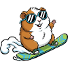 Snowboard guinea pig with sunglasses