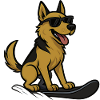 Snowboard Hund Deutscher Schäferhund Wintersport