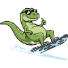Cool dinosaur surfer with sunglasses