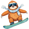 Snowboard Sloth Winter Cool Funny Cartoon