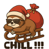 Chill Christmas sloth on sleigh