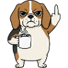 Sauerer Beagle mit Kaffee Cartoon Mittelfinger