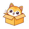 Boxed kawaii kitten