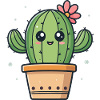 Flowering kawaii cactus in pots