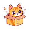 Chaton joyeux dans une boîte carton