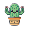 Kawaii cactus in its terracotta pot