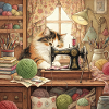 Cat Studio Sewing Machine Cuddling