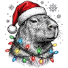 Cute Capybara with Christmas Hat
