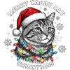 Tabby Cat Christmas Santa Hat Xmas