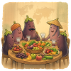 Eggplant society at the festive table