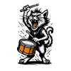 Katzen-Drummer im Sturm