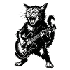 Angry cat with electric guitar