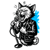 Cat singer with microphone