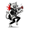 Rock cat with guitar and trumpet