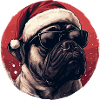 Pug in Santa hat with sunglasses