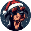 Christmas dog with sunglasses