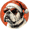 Bulldog Santa Hat Sunglasses