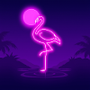 Neon Flamingo Moonlit Lagoon