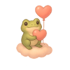Kawaii Frog – Heart Balloon & Cloud