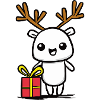 Cuddly reindeer with gift