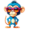 Motley monkey in blue suit
