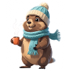 Loutre d’hiver avec tasse