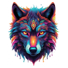 Neon-Wolf Kernmotiv Farbexplosion