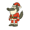 Christmas Wolf Cartoon Santawolf