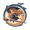 Moonlight Witch on Broom