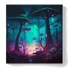 Neon Forest of Glowing Mushrooms
